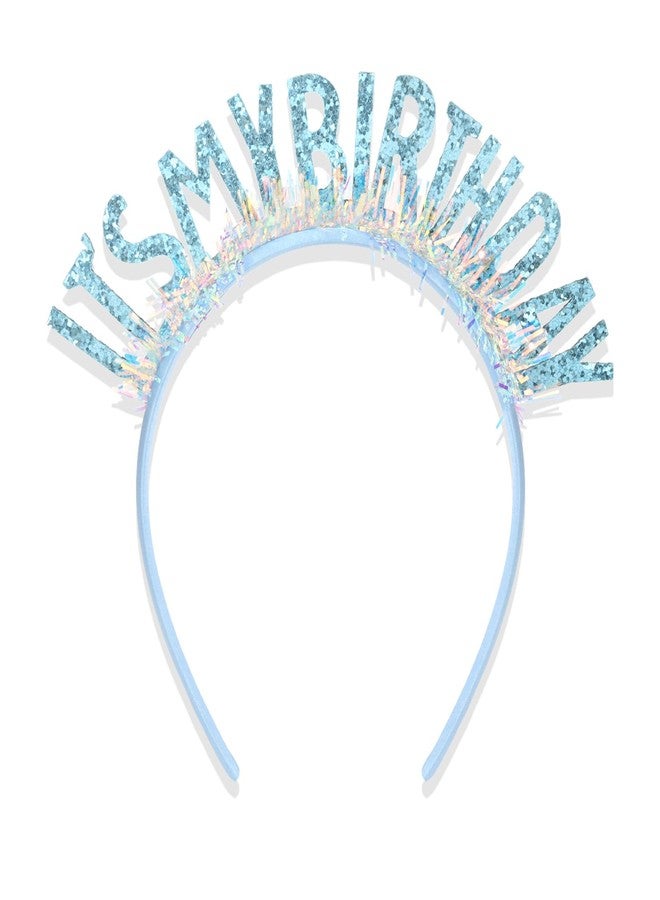 CAVETEE Birthday Crown for Women，Birthday Headband for Girls Birthday Girl Headband，Birthday Crown Adult Woman, IT's MY BIRTHDAY Headband for Girls Happy Birthday Decorations (Blue) - Image 1